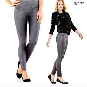 SPANX Pewter Shimmer Solace Gray Waxed Jean Leggings Size XL New